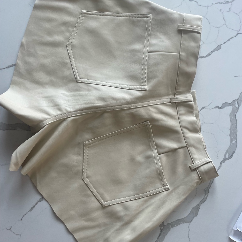 Weworewhat pleather flare shorts